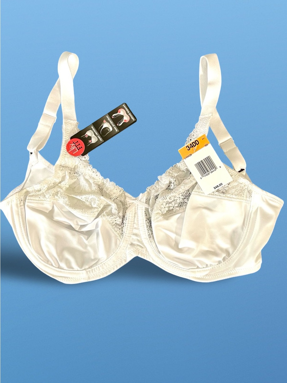 Lilyette by Bali White Comfort Lace Full-Figure Minimizer Underwire Bra Sz34DD